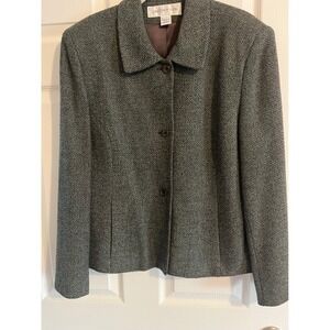 Jones New York Blazer Jacket Womens Classic Gray Tweed Career Business Size 14